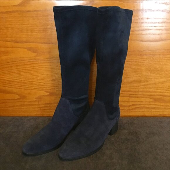 Bos. & Co. Navy Blue Witchy Rally Waterproof Pointy Toe Knee-High Boot - Picture 4 of 16